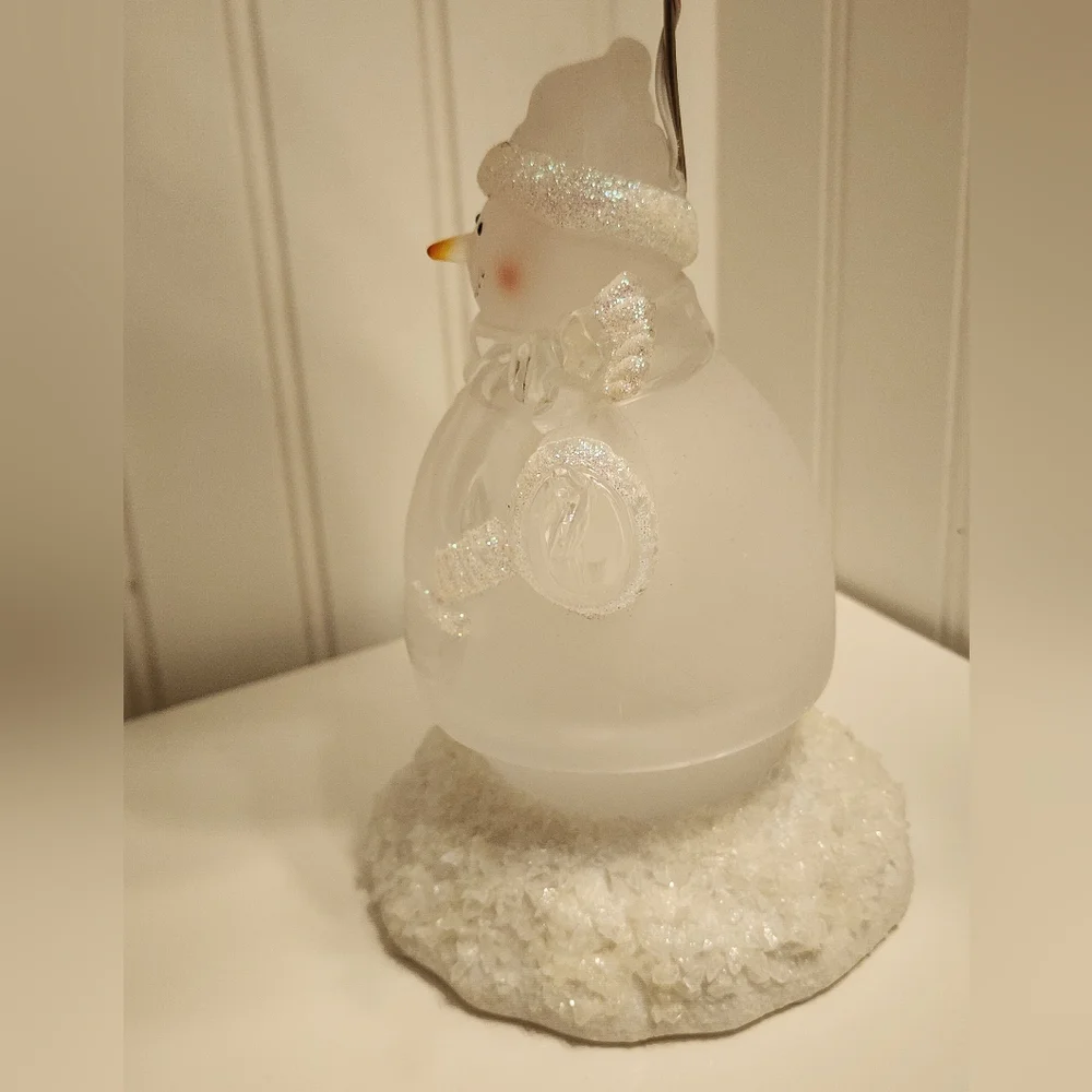 Lighted Acrylic Glass Snowman Lamp Shade Snowflake ~ Hands Open Works